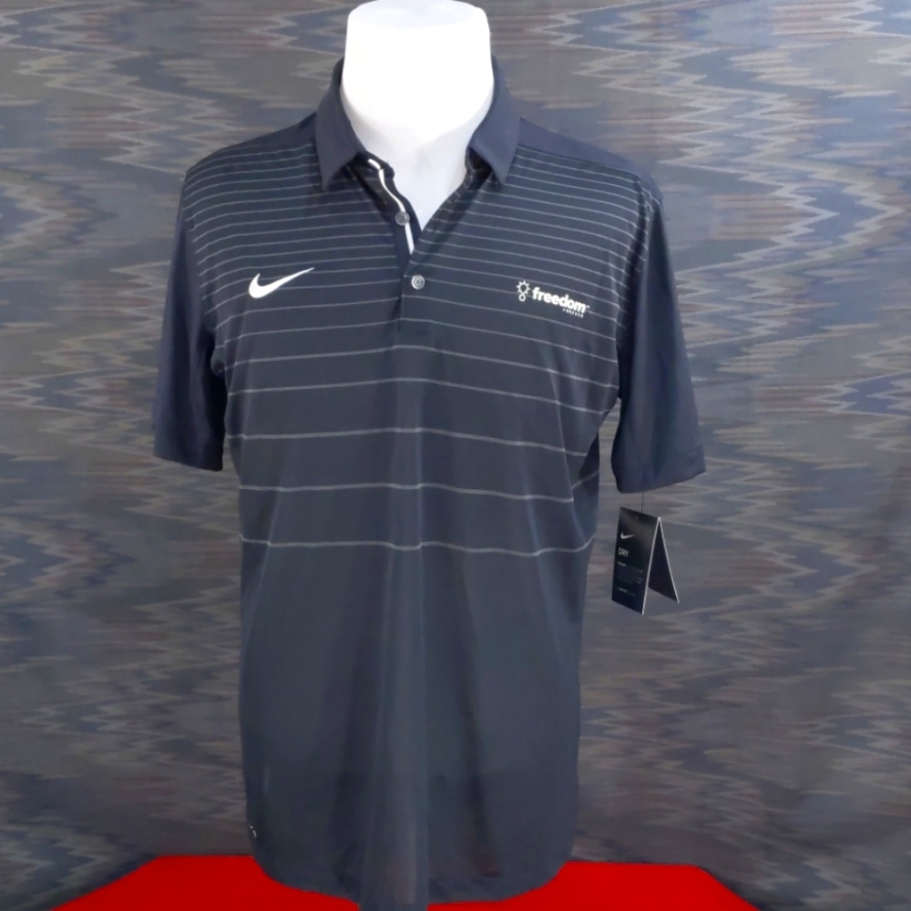 NWT Nike Men’s Dri-Fit Black Stripped Golf Polo L